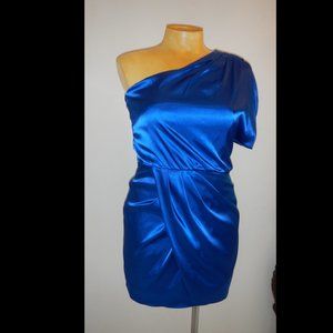 Blue One Shoulder Cocktail Dress, Medium